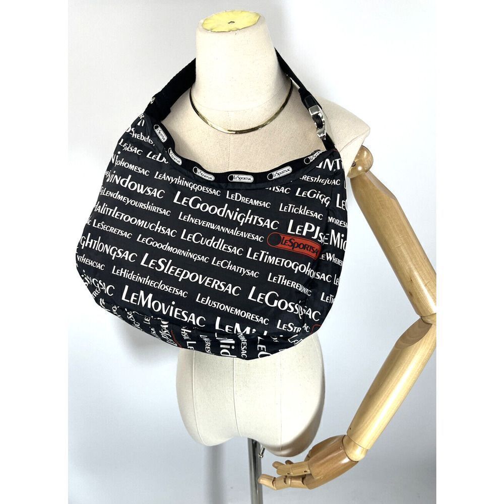 Lesportsac Black White Shoulder Bag Metal‎ Seat Buckle Phone is Off the Hook